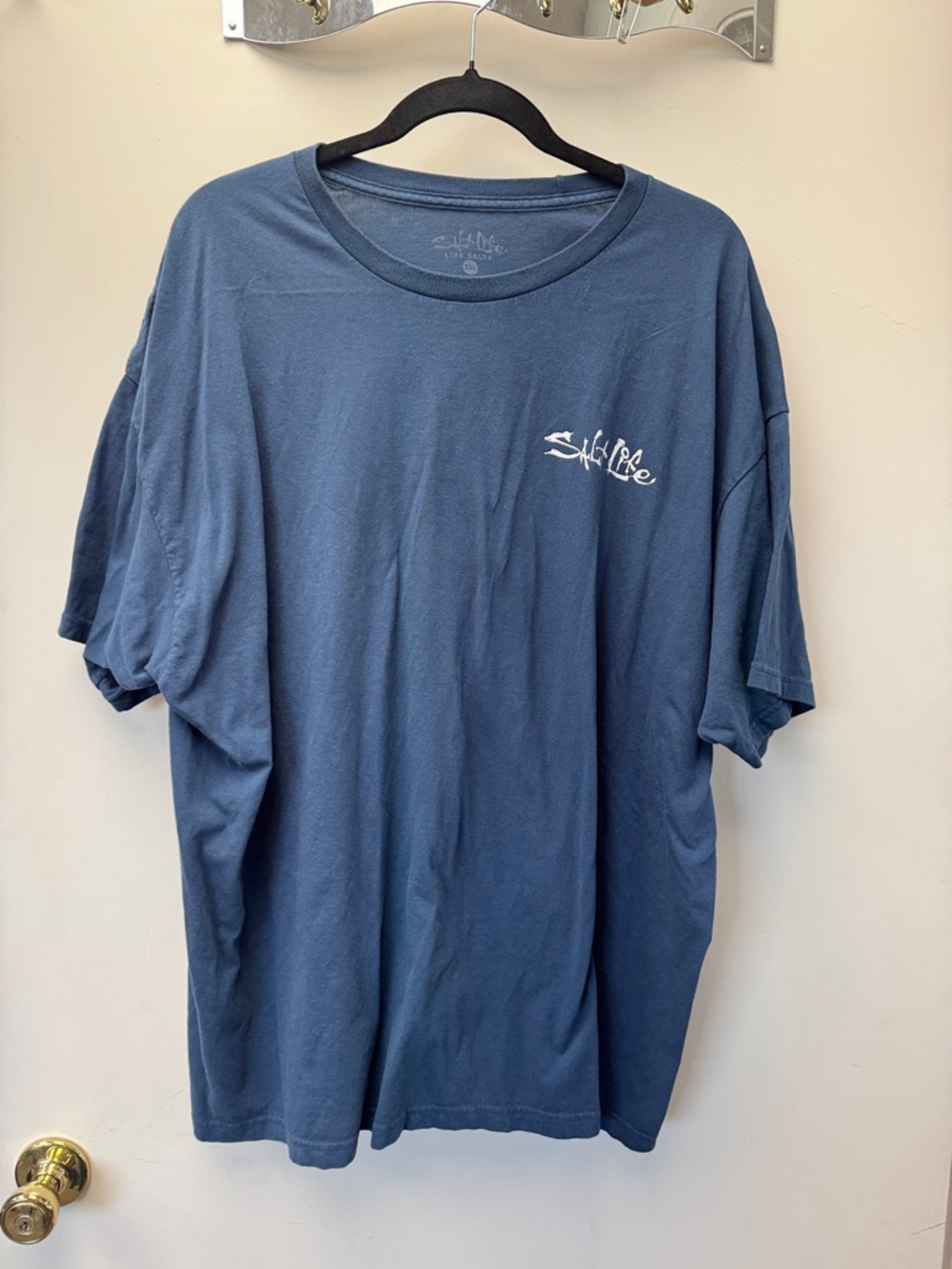 Salt Life Short Sleeve Tee in Navy with White Script Logo